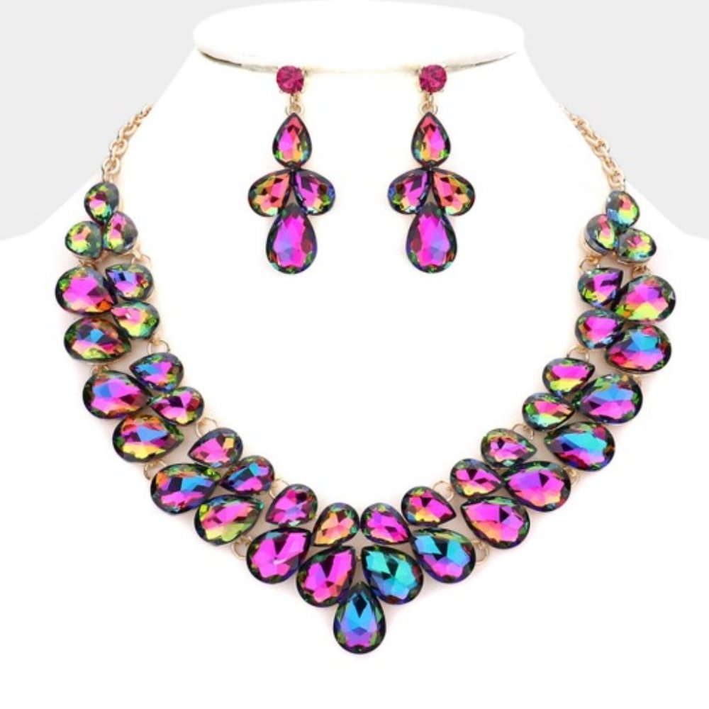 Crystal Rhinestone Teardrop Necklace